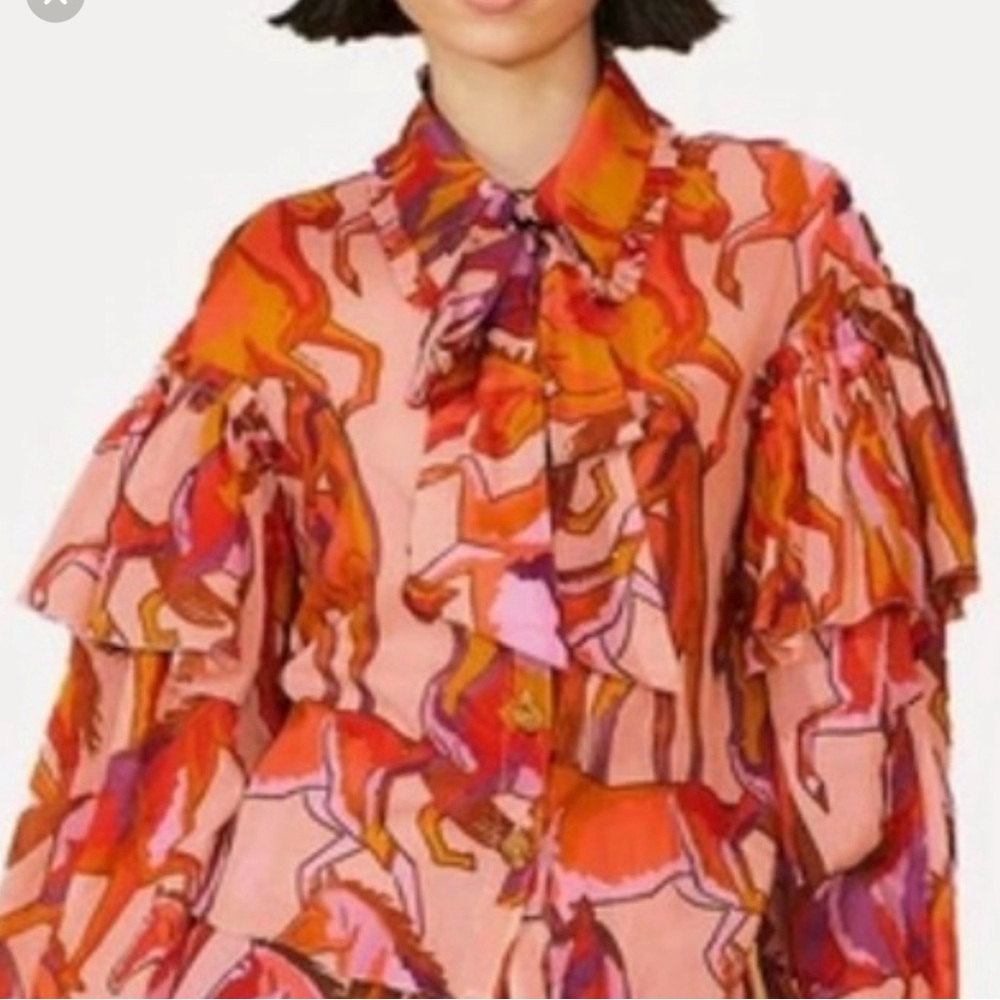 Vibrant Multicolor Ruffled Blouse - image 1